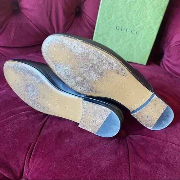 SOLD Gucci Women’s Princetown Leather Slipper Flats Loafers Slides Mules 37.5 - Picture 8 of 10